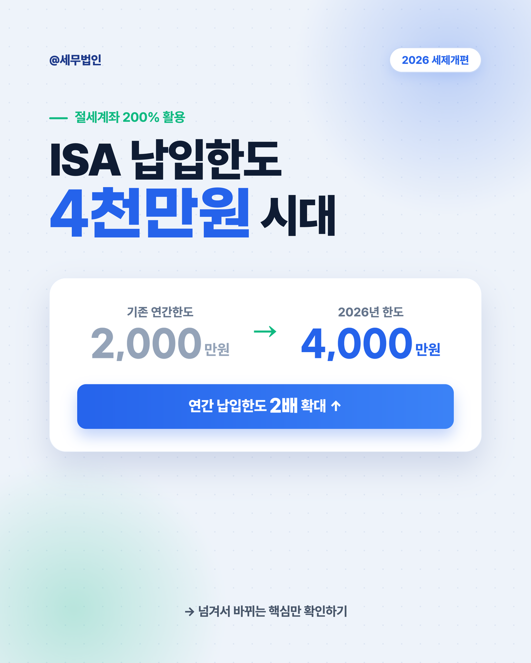 ISA 납입한도 4천만원 시대