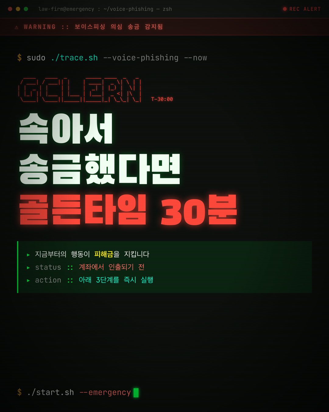 보이스피싱 송금했다 골든타임 30분
